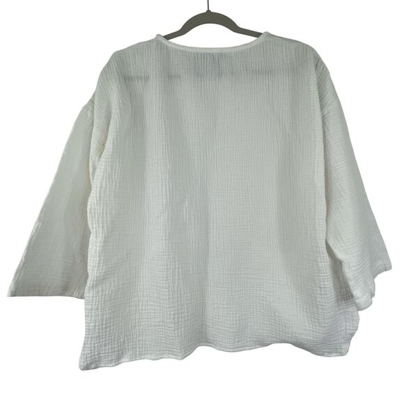 Jones & Co Jones New York White Gauzy Blouse Women's Medium Boho Minimalist - Picture 7 of 12